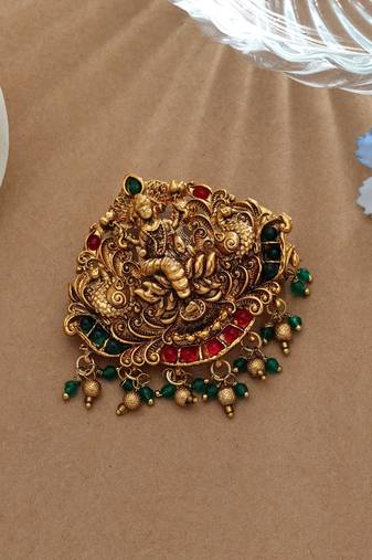 Classic rani & green color temple hair barrette elegant festive wear accessory