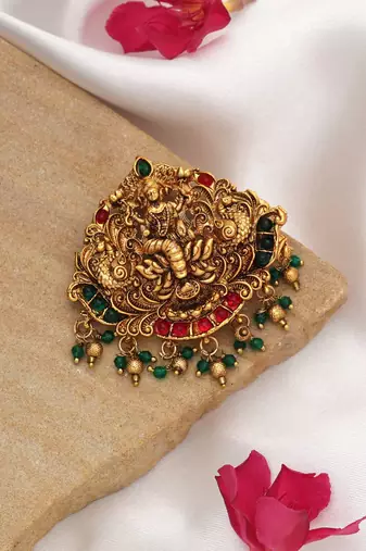 Classic rani & green color temple hair barrette elegant festive wear accessory