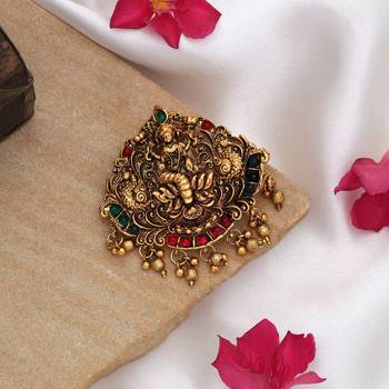 Graceful rani & green color temple hair barrette bridal ethnic hair jewelry 2