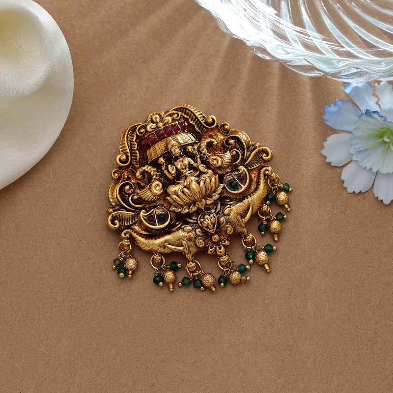 Stylish rani & green color temple hair barrette premium party wear collection