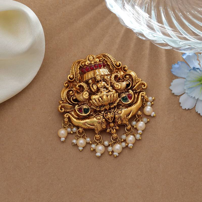 Elegant rani & green color temple hair barrette traditional cultural jewelry design