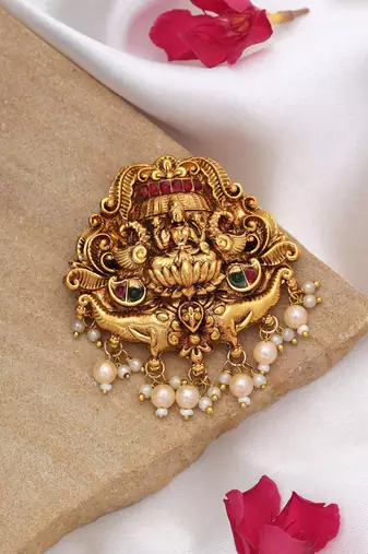 Elegant rani & green color temple hair barrette traditional cultural jewelry design