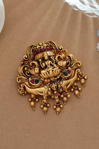 Premium rani & green color temple hair barrette antique bridal hair accessory