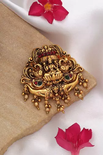 Premium rani & green color temple hair barrette antique bridal hair accessory