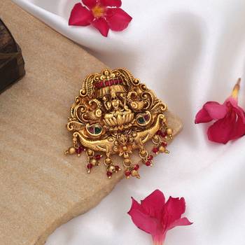 Classic rani & green color temple hair barrette elegant wedding wear collection 2