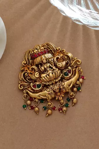 Designer rani & green color temple hair barrette traditional festive jewelry piece