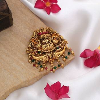 Designer rani & green color temple hair barrette traditional festive jewelry piece 2