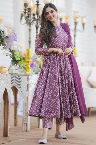 Anarkali suit with dupatta stitched