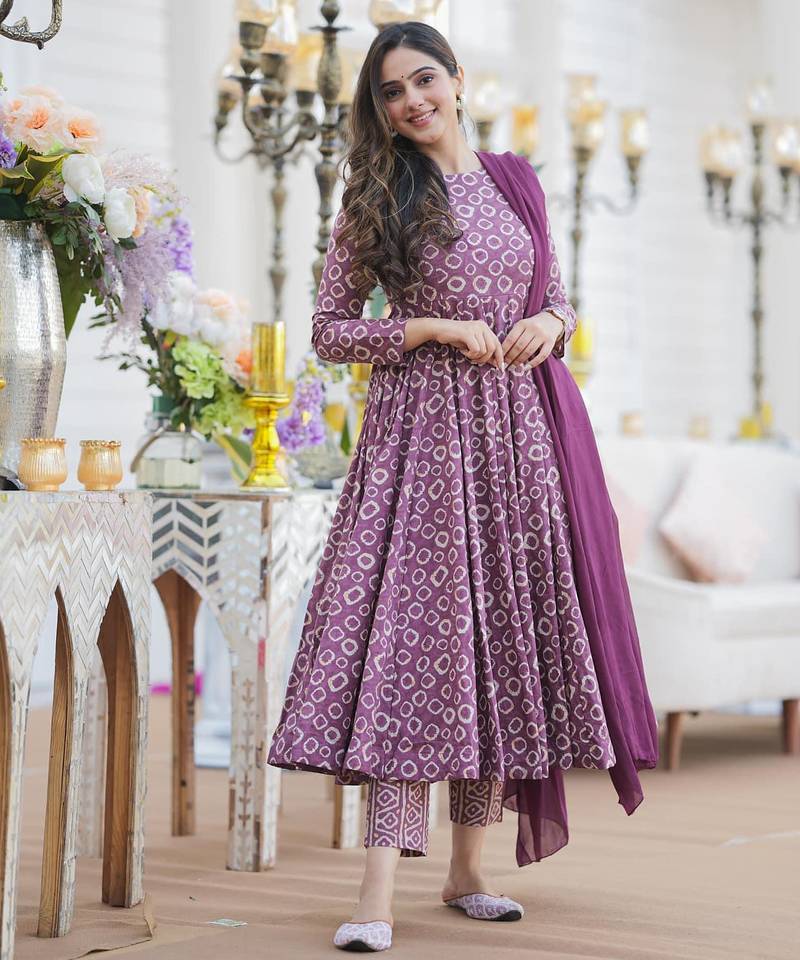 Anarkali suit with dupatta stitched