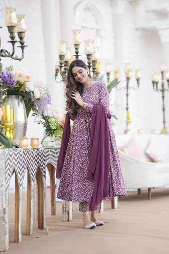 Anarkali suit with dupatta stitched