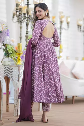 Anarkali suit with dupatta stitched