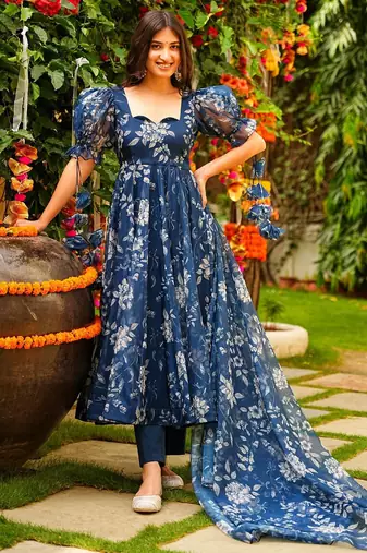 Anarkali suit with dupatta stitched