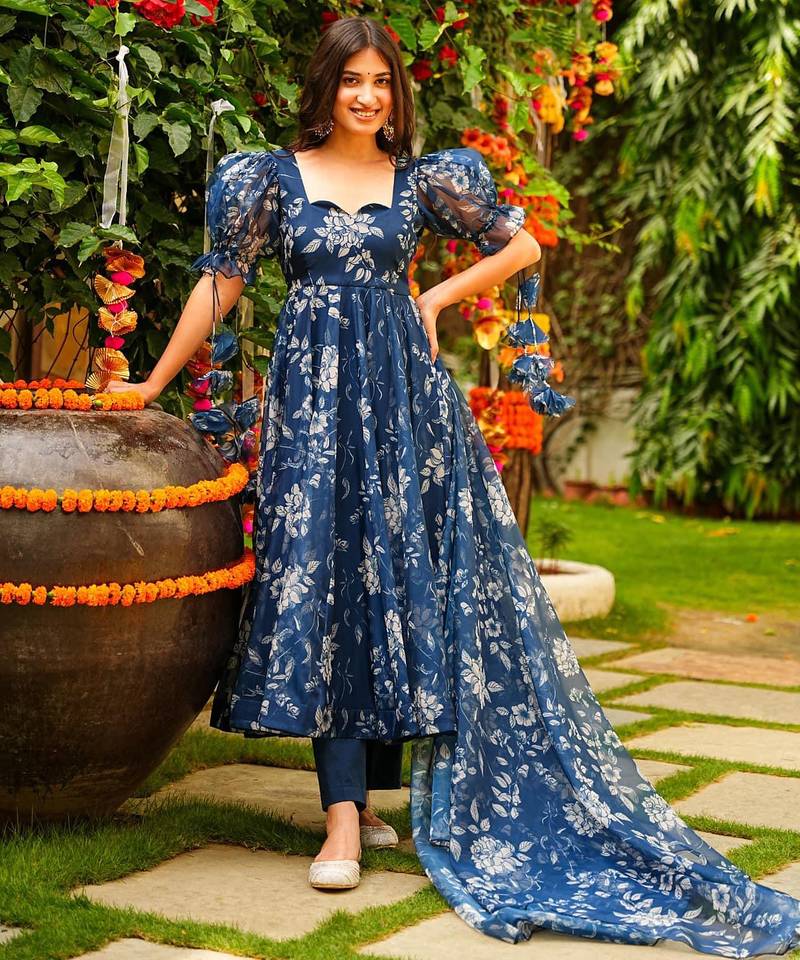 Anarkali suit with dupatta stitched