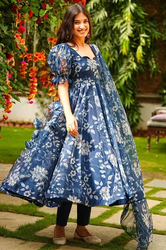 Anarkali suit with dupatta stitched