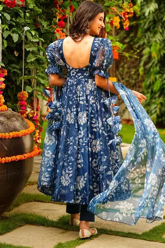 Anarkali suit with dupatta stitched