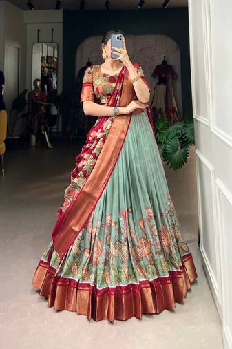 Light Green Traditional Lehenga Choli Set