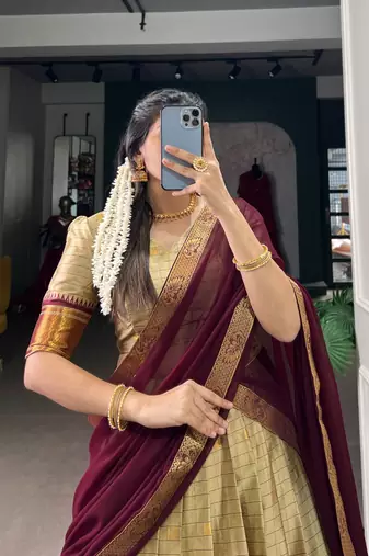 Cream Lehenga Choli Set