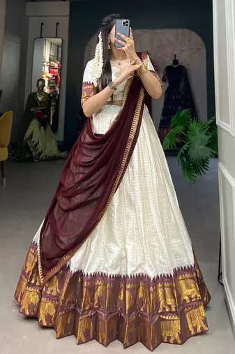 White Womens Lehenga Choli Set