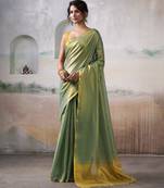  GREEN tissue silk blend saree for festive & party wear