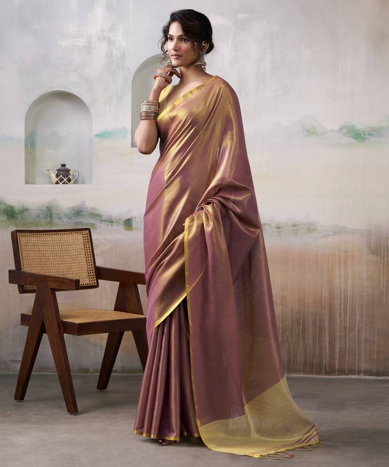  PURPLE tissue silk blend saree for festive & party wearR