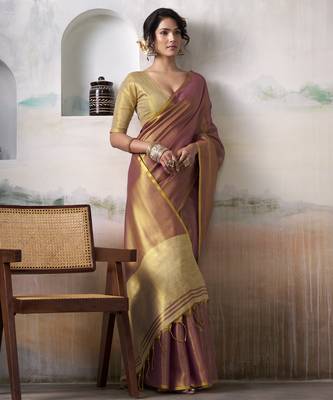  PURPLE tissue silk blend saree for festive & party wearR 2