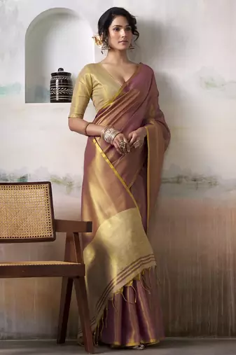  PURPLE tissue silk blend saree for festive & party wearR