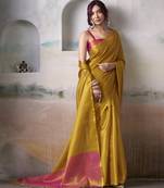 YELLOW tissue silk blend saree for festive & party wear