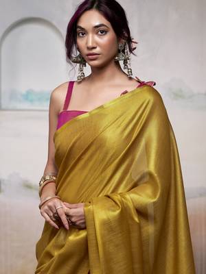 YELLOW tissue silk blend saree for festive & party wear 3