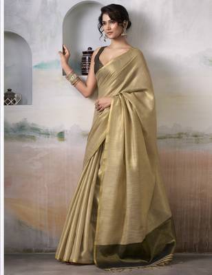 CREAM tissue silk blend saree for festive & party wear 1