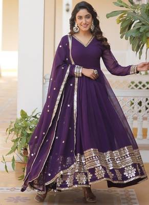 Violet geogette embroidered gown - free size 1