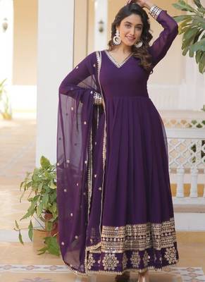 Violet geogette embroidered gown - free size 2