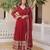 Red geogette embroidered gown - free size