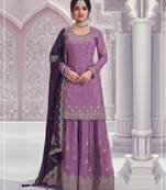Lavender silk blend embroidery sequin salwar suit 