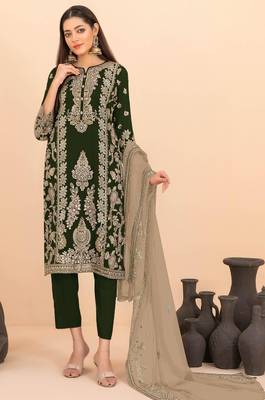 Black silk blend embroidery sequin salwar suit  1