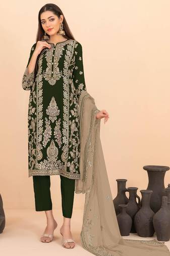 Black silk blend embroidery sequin salwar suit 