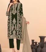 Black silk blend embroidery sequin salwar suit 