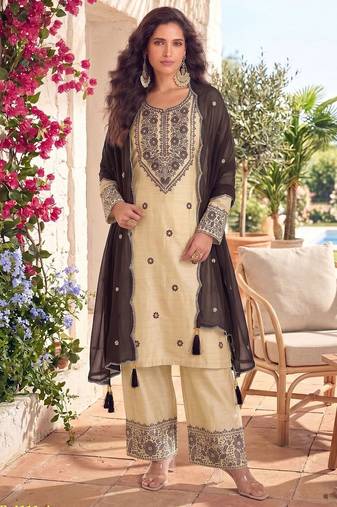White & black cotton embroidery patch work slawar suit
