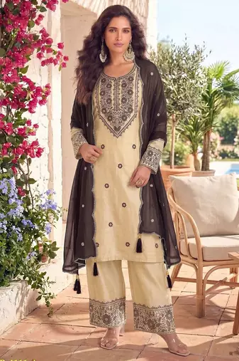 White & black cotton embroidery patch work slawar suit