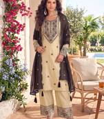 White & black cotton embroidery patch work slawar suit