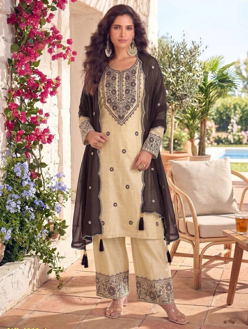 White & black cotton embroidery patch work slawar suit