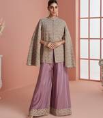 Lavender silk blend embroidered salwar suit