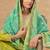 Olive silk blend  embroidered sequin salwar suit 