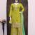 Olive silk blend  embroidered sequin salwar suit 