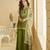 Green chinon readymade suit with embroidery & sequence work