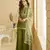 Green silk blend  embroidered sequin salwar suit 