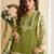 Green chinon readymade suit with embroidery & sequence work