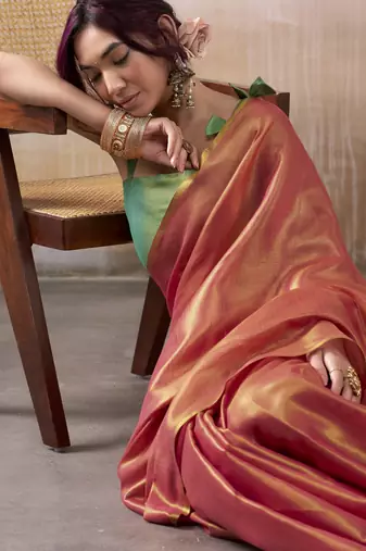 PINK tissue silk blend saree for festive & party wear