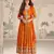 Orange silk blend embroidered coding anarkali suit