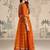 Orange silk blend embroidered coding anarkali suit