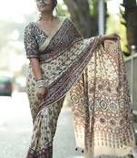 New Fancy Semi Model Silk Ultra Soft With ajarakh Print And Real Mirror work Saree For Women's